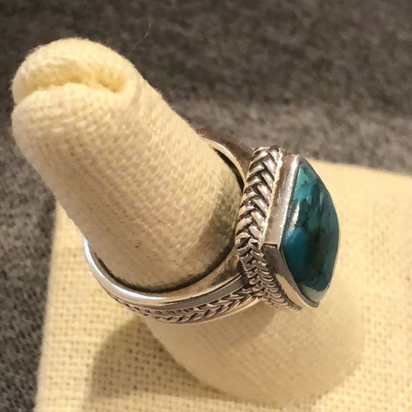 BARSE Turquoise Sterling Silver Braid Rope Detail Ring 7 - Picture 9 of 10